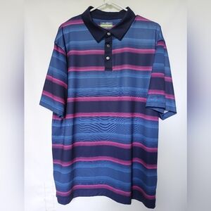 Ben Hogan Mens Performance Striped Golf Polo Shirt XL Blue/Pink